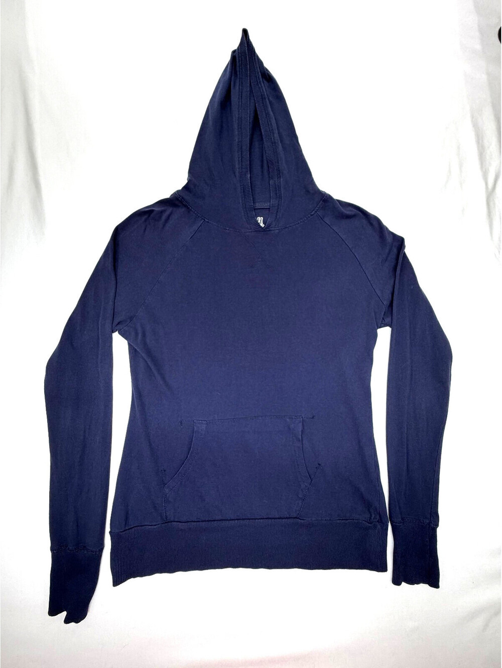 Splash Womens Hoodie Pullover Cotton Solid Raglan Sleeve Pockets Size Large Blue